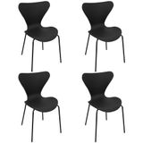 Kit 4 Cadeiras Jacobsen Polipropileno Sala Jantar Base Preta