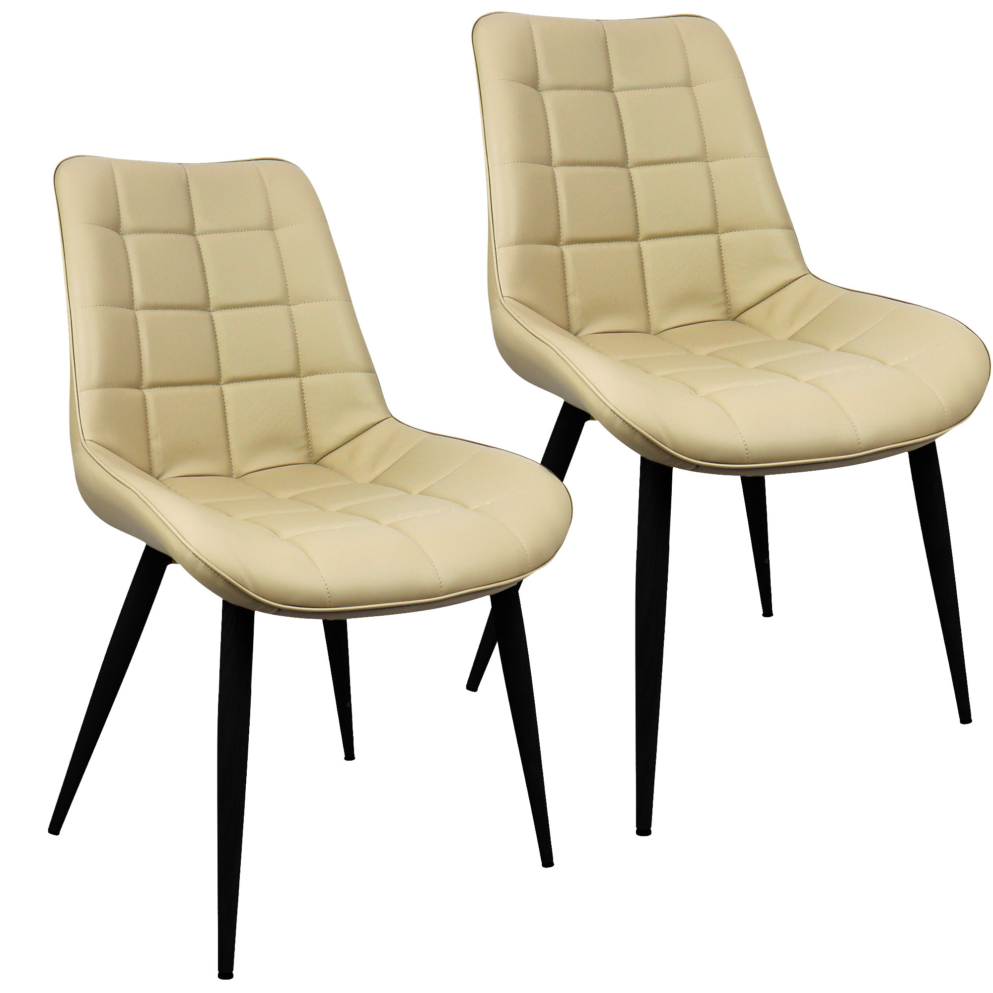 Kit 2 Cadeiras Romana Provence Poltrona Estofada Pu Vintage Retro Pés Preto - Preto