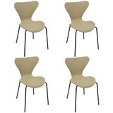 Kit 4 Cadeiras Jacobsen Polipropileno Sala Jantar Base Preta