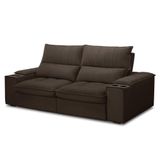 Sofá Retrátil 3 Lugares Com Porta Copo 230cm Andes F05 Veludo Marrom Escuro - Mpozenato