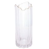 Vaso De Vidro Transparente Com Borda Dourada Para Flores Arranjos Plantas 10x25cm Wolff