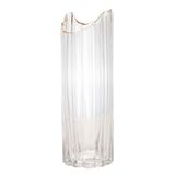 Vaso De Vidro Transparente Com Borda Dourada Para Flores Arranjos Plantas 10x30cm Wolff