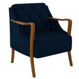 Poltrona Decorativa Para Sala De Estar Capitonê Lapa M22 Veludo Azul Marinho - Mpozenato