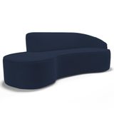 Sofá Living 3 Lugares 230cm Braço Direito Mozart D06 Veludo Azul - Mpozenato