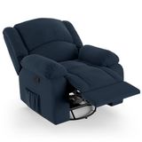 Poltrona Do Papai Reclinável Pietra Glider Giratória Fh9 Veludo Azul - Mpozenato