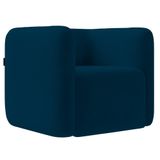Poltrona Para Sala De Estar Decorativa Quadrada Maggie K04 Veludo Azul Marinho - Mpozenato