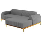 Sofá 245cm 4 Lugares Com Chaise Direito Pés Gold Molino C-416 Linho Cinza Escuro - Domi