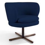 Poltrona Decorativa Sala De Estar Melissa Base Xis Giratória Veludo C-304 Azul Marinho - Domi
