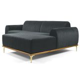 Sofá 300cm 5 Lugares Com Chaise Direito Pés Gold Molino C-317 Veludo Cinza - Domi