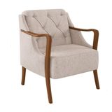 Poltrona Decorativa Para Sala De Estar Capitonê Lapa M22 Linho Cinza - Mpozenato