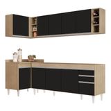 Armário De Cozinha Modulado De Canto Direito 5 Peças Cp43 Balcão Sem Tampo Castanho/preto - Lumil