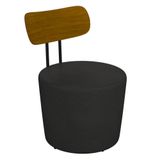Poltrona Decorativa Para Sala De Estar Redonda 53cm Le Moon M22 Pu Preto - Mpozenato