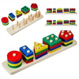 Brinquedo De Encaixe Educativo Montessori Em Madeira Colorido Modelo 01