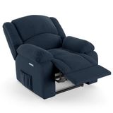 Poltrona Do Papai Reclinável Pietra Elétrica Led Massagem Fh9 Veludo Azul - Mpozenato
