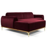 Sofá 320cm 5 Lugares Com Chaise Esquerdo Pés Gold Molino C-278 Veludo Marsala - Domi