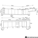 Armário De Cozinha Modulado De Canto 8 Peças Cp25 Balcão Sem Tampo Castanho/cinza - Lumil