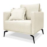 Poltrona Para Sala Pés De Metal Vecchia S06 Linho Natural - Mpozenato