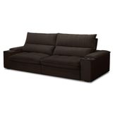 Sofá Retrátil 4 Lugares Com Porta Copo 280cm Andes F05 Veludo Marrom Escuro - Mpozenato