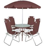 Conjunto Mesa De Jardim Noronha Cadeiras E Ombrellone