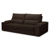 Sofá Retrátil 3 Lugares Com Porta Copo 250cm Andes F05 Veludo Marrom Escuro - Mpozenato