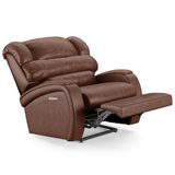 Poltrona Do Papai Reclinável Kalie Elétrica Botão Led Massagem Fh9 Pu Marrom Brilho - Mpozenato