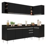 Armário De Cozinha Modulado De Canto Esquerdo 5 Peças Cp53 Balcão Com Tampo Preto - Lumil