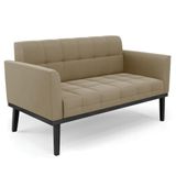 Sofá Namoradeira Base Madeira Preto Ana Suede Marrom Rt - Ibiza