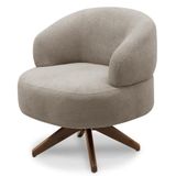 Poltrona Para Sala Base Madeira Giratória Litta F05 Boucle Marrom - Mpozenato