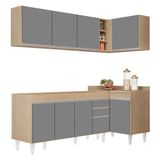 Armário De Cozinha Modulado De Canto Esquerdo 4 Peças Cp49 Balcão Sem Tampo Castanho/cinza - Lumil