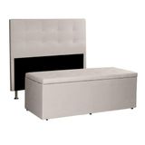 Kit Cabeceira E Calçadeira Baú King 1,95m Berlim Suede - Pallazio Cor Marrom