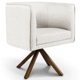 Poltrona Decorativa Giratória Base Giromad Madeira Betina C-443 Linho Bege - Domi