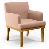 Poltrona Decorativa Sala De Estar E Recepção Vitória W01 Linho Rosê - Mpozenato