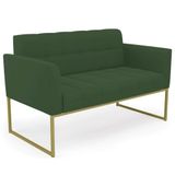 Sofá Namoradeira Base Industrial Dourado Ana Veludo Verde - Ibiza