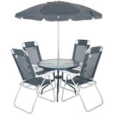 Conjunto Mesa De Jardim Noronha Cadeiras E Ombrellone