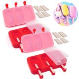 Kit 4 Formas 12 Sorvetes Picolé Silicone 50 Palitos E Tampa