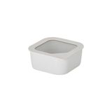Pote Quadrado De Cerâmica - Tampa De Vidro - 650ml - Fika On