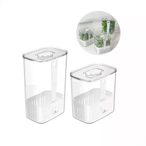 Kit 2 Organizador De Temperos Geladeira Clear Fresh 1,5 2,3l