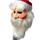 Mascara Papai Noel Realista Com Barba Cabelo Gorro Natal