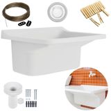 Tanque Lavanderia 40l Branco + Varal Em Aço + Prendedor +