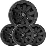 4x Calota Vw Fox Spacefox Polo Aro 15 Preto Com Logo 017cp