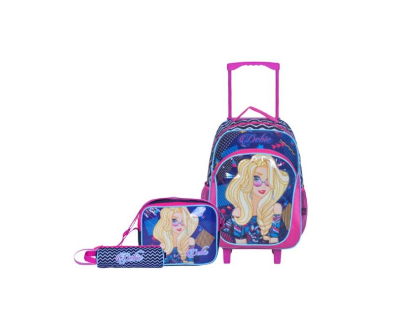 Kit Mochila Escolar Infantil 03 Peças Debbie Fashion - Wincy Menor preço em Kit Mochila Escolar Infantil 03 Peças Debbie Fashion - Wincy