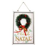Plaquinha Feliz Natal Pendurar Porta Guirlanda Natal Enfeite