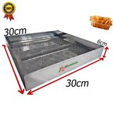 Escorredor Batatas Fritas Inox 30x30x6cm Pastel Salgados