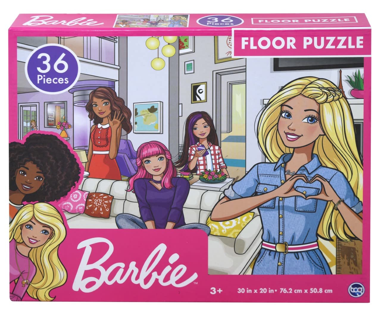 Floor Puzzle Tcg Toys Barbie Kids, Presente Educacional De 36 Peças