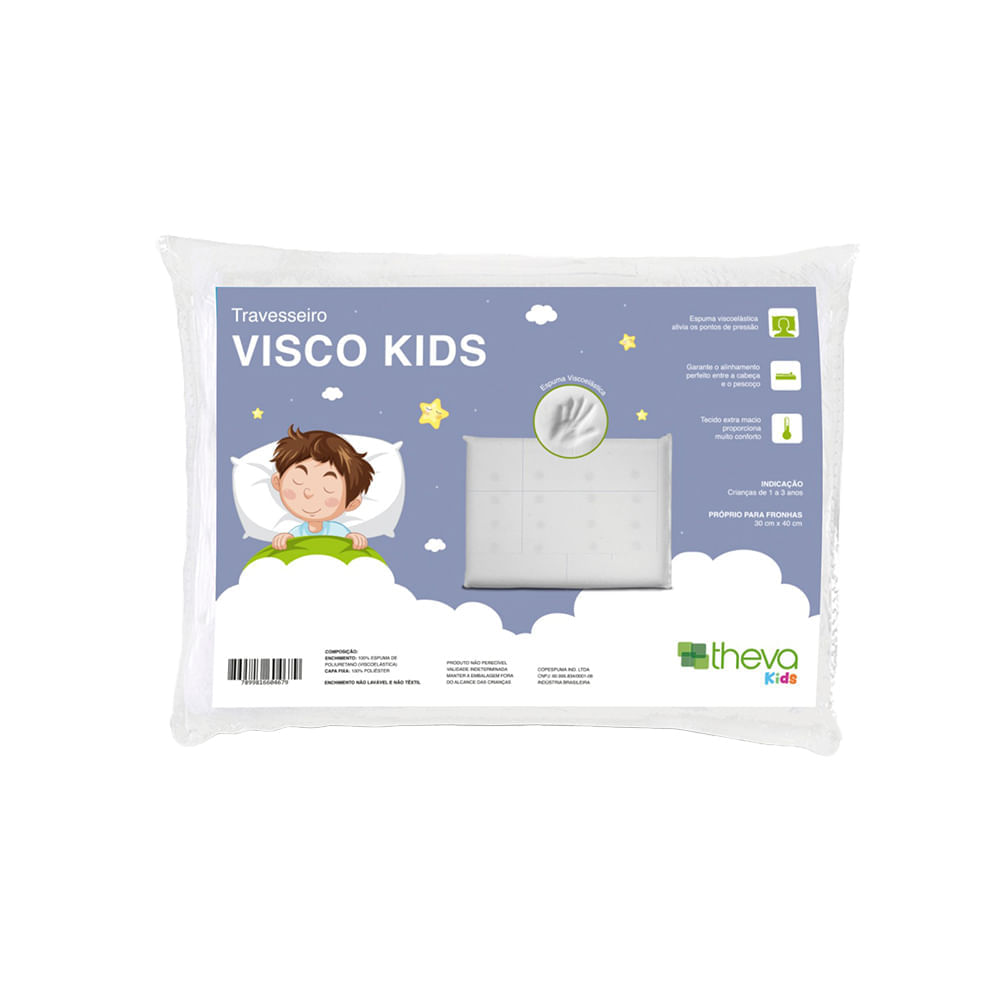 Travesseiro Infantil Theva Visco Branco - 30x40