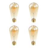 Kit 4 Lampada Led Filamento St64 Retro Ambar 4W Vintage