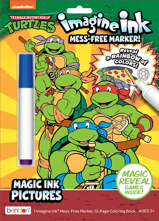 Livro Para Colorir Bendon Tmnt Imagine Ink Com Marcador Mágico