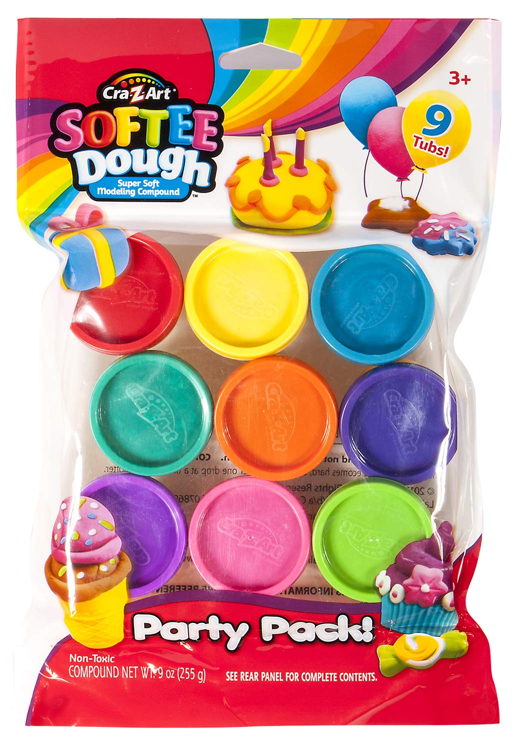 Softee Play Dough Cra-z-art, Pacote Com 9 Latas, Pacote De Festa