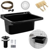 Tanque Lavanderia 22l Preto + Varal Em Aço + Prendedor +