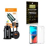 Kit Carregador Veicular + Capinha Motorola E7 + Película 3d